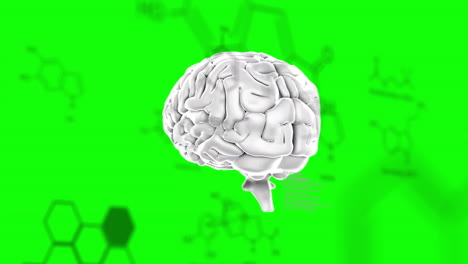 Animation-of-chemical-formula-and-data-processing-over-brain