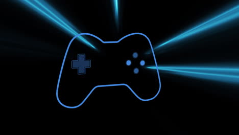 Animation-of-video-game-pad-with-neon-light-trails-on-black-background