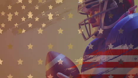 Animation-of-caucasian-american-football-player-with-ball-and-flag-of-usa
