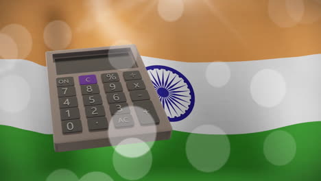 Animation-of-calculator-over-flag-of-india