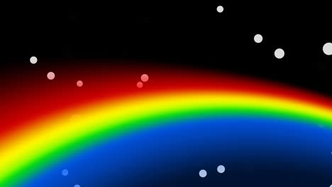 Animation-Von-Schwebenden-Punkten-über-Einem-Regenbogen-Auf-Schwarzem-Hintergrund