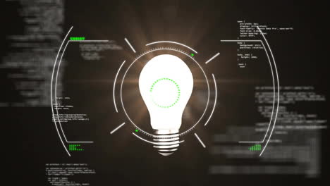 Animation-Des-Oszilloskop-Scans-Und-Der-Datenverarbeitung-über-Einer-Glühbirne