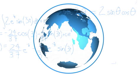 Animation-Eines-Sich-Drehenden-Globus-über-Mathematischen-Gleichungen
