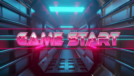 Animation-of-game-start-text-over-digital-tunnel