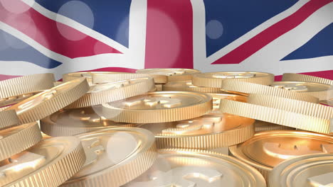 Animation-Von-Euro-Münzen-über-Der-Flagge-Von-Großbritannien