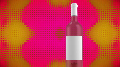 Animation-of-bottle-of-wine-over-colourful-spots