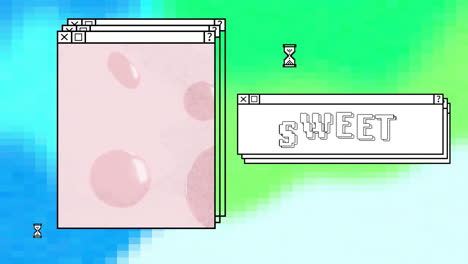 Animation-Von-Süßem-Text-über-Computerbildschirmen-Und-Lebendigem-Hintergrund