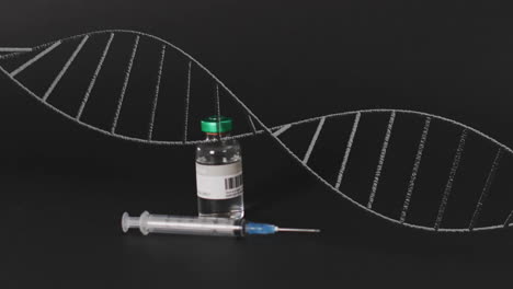 Animation-Eines-DNA-Strangs-Und-Datenverarbeitung-Während-Der-Impfung