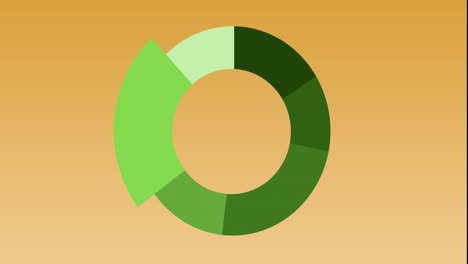Animation-of-pie-chart-statistics-and-digital-data-processing-over-orange-background