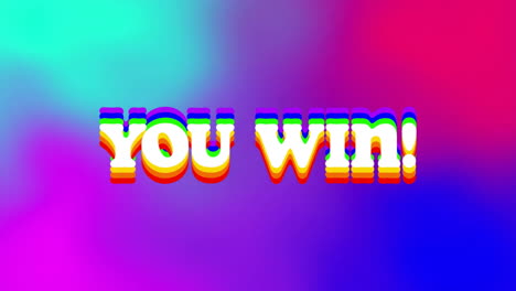 Animation-Des-„You-Win“-Textes-über-Einem-Neonfarbenen-Musterhintergrund