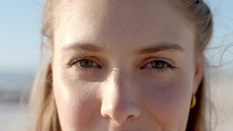 Close-up-of-a-young-Caucasian-woman's-face-outdoors