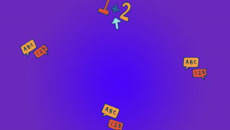 Animation-of-letters-and-numbers-text-on-purple-background