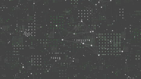 Animation-of-network-of-connections-with-white-spots-on-grey-background