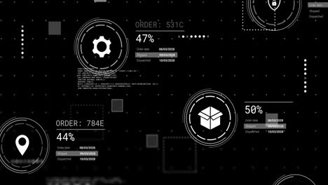 Animation-of-icons-and-data-processing-over-black-background