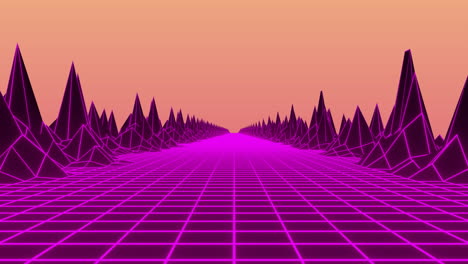Animation-Digitaler-Berge-Auf-Orangefarbenem-Hintergrund