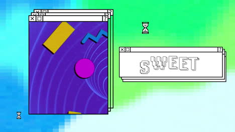 Animation-Von-Süßem-Text-über-Computerbildschirmen-Und-Lebendigem-Hintergrund