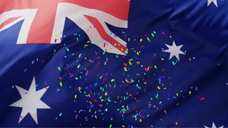 Animation-of-confetti-over-flag-of-australia