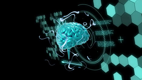 Animation-Des-Gehirns-Und-Der-Wissenschaftlichen-Datenverarbeitung-Auf-Schwarzem-Hintergrund