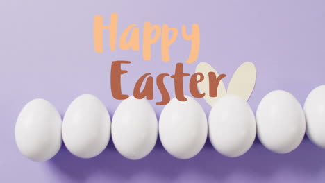Animation-Eines-Fröhlichen-Ostertextes-über-Weißen-Eiern-Auf-Violettem-Hintergrund