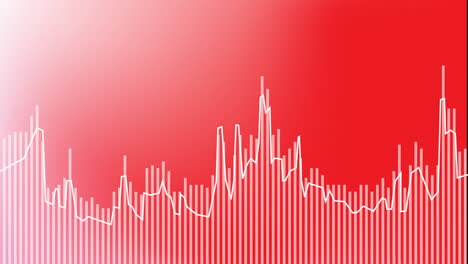 Animation-of-statistics-and-digital-data-processing-over-red-background