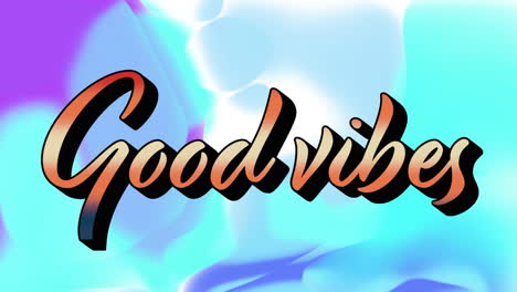 Animation-Von-„Good-Vibes“-Text-Auf-Neonfarbenem-Musterhintergrund