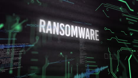 Animation-of-ransomware-text-over-network-of-connections-with-data
