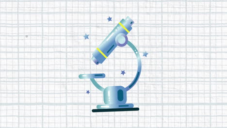 Animation-of-blue-microscope-over-white-background