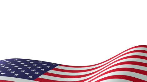 Animation-Der-Wehenden-Flagge-Der-Vereinigten-Staaten-Von-Amerika,-Unten-Mit-Weißem-Kopierraum-Darüber