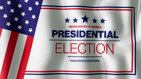 Animation-Der-US-Präsidentschaftswahlen,-Ihre-Stimme-Ist-Ihr-Sprachtext-Mit-Elementen-Der-Amerikanischen-Flagge