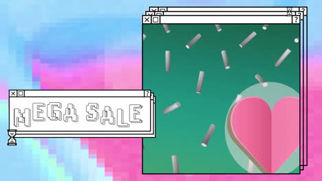 Animation-of-mega-sale-text-over-computer-screens-and-vibrant-background