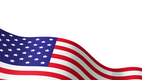 Animation-Der-Wehenden-Flagge-Der-Vereinigten-Staaten-Von-Amerika,-Diagonal-Mit-Weißem-Kopierraum-Darüber