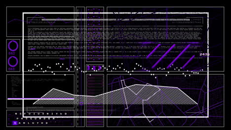 Animation-of-digital-data-processing-over-screen-on-black-background