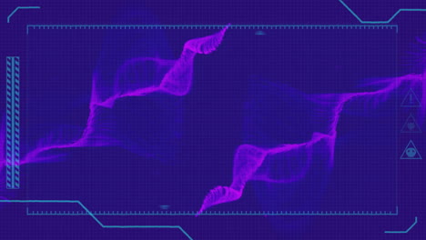 Animation-Der-Digitalen-Schnittstelle-über-Violetten-Formen-Auf-Blauem-Hintergrund