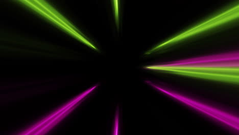 Animation-of-flashing-coloured-neon-light-beams-on-black-background