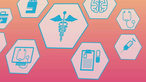 Animation-of-medical-icons-over-pink-background