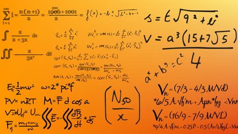 Animation-of-mathematical-formulae-over-yellow-background