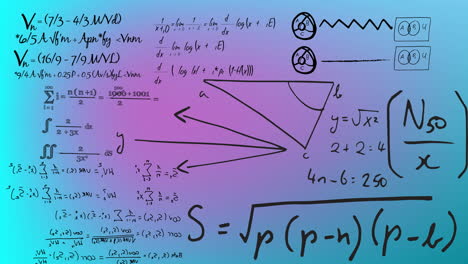 Animation-of-mathematical-formulae-on-blue-background