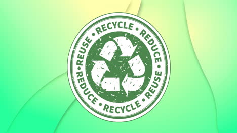 Animation-of-reuse,-recycle,-reduce-text-and-logo-over-green-abstract-background