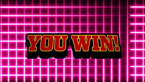 Animation-of-you-win-text-and-explosion-over-moving-pink-neon-grid