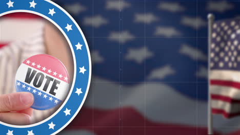 Animation-Des-US-Wahltextes-über-Dem-Abzeichen-Und-Der-Flagge-Der-USA