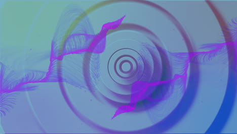 Animation-Von-Kreisen,-Die-Sich-über-Einen-Blauen-Hintergrund-Bewegen