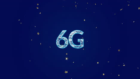 Animation-of-stars-moving-over-6g-text-on-blue-background