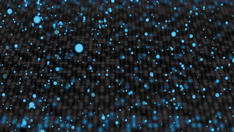 Animation-of-falling-blue-light-particles-twinkling-on-dark-background