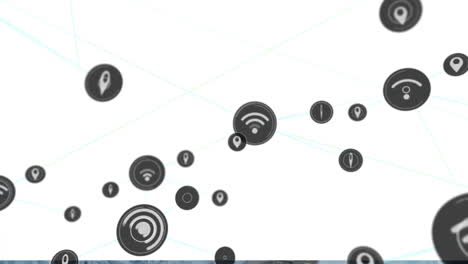 Animation-of-network-of-connections-with-icons-over-white-background