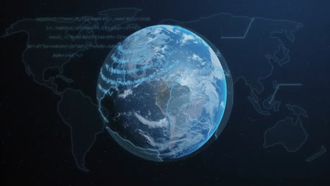 Animation-Der-Datenverarbeitung-Und-Weltkarte-über-Dem-Globus