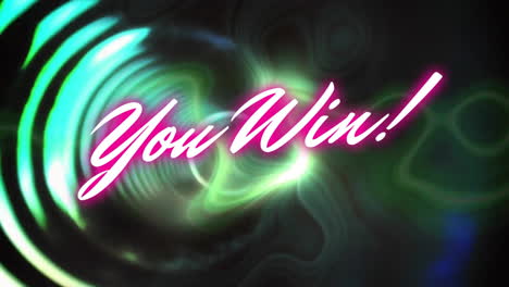 Animation-Des-„You-Win“-Textes-In-Leuchtendem-Pink-über-Einem-Blauen-Kreisförmigen-Tunnel-Und-Einer-Grünen-Welle-Auf-Schwarz