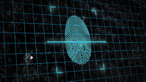 Animation-of-biometric-fingerprint-and-data-processing-over-dark-background