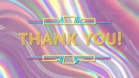 Animation-of-thank-you-text-over-neon-vibrant-background