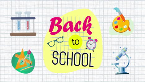 Animation-of-back-to-school-text-over-school-item-icons