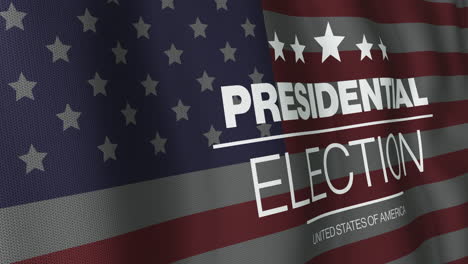 Animation-Des-Textes-Zur-Präsidentschaftswahl-In-Den-Vereinigten-Staaten-Von-Amerika-über-Der-Wehenden-Amerikanischen-Flagge
